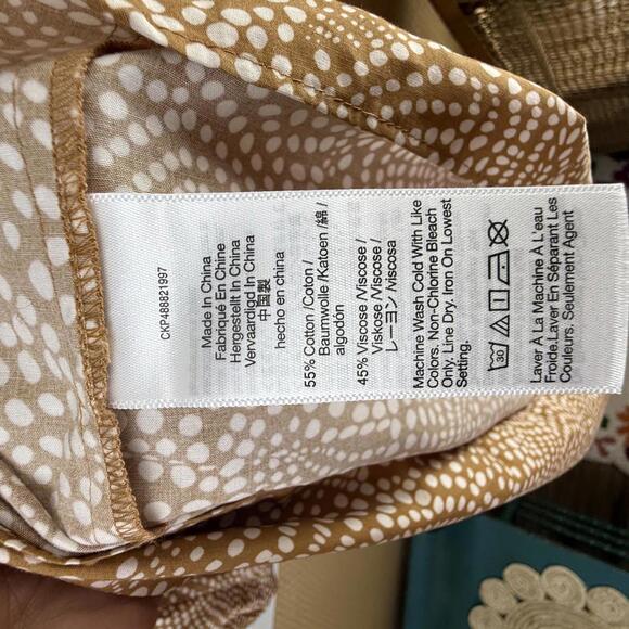 Madewell Khaki Tan Dot V-Neck Balloon-Sleeve Elbow Length Maxi Dress - Size - 12 - Picture 8 of 13